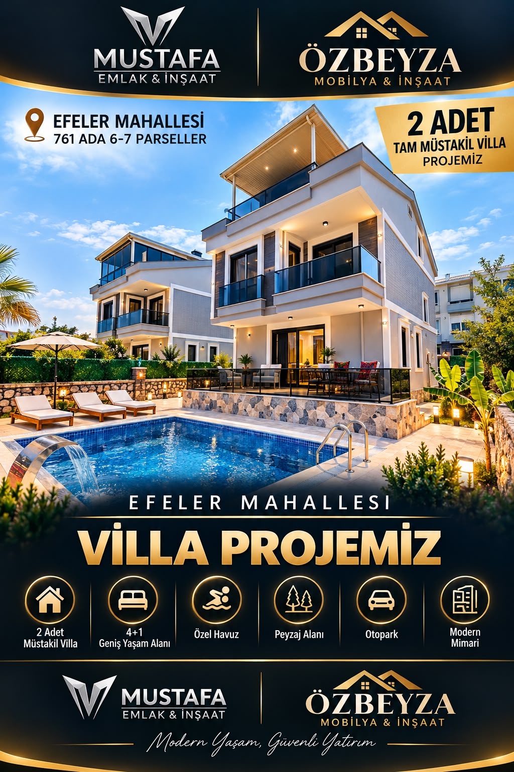 📍Efeler Mahallesi  761 Ada 6-7 Parsel 2 Adet Villa